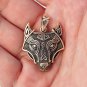 Handcrafted Bronze Viking Wolf Fenrir Head Norse Knotwork Amulet Pendant