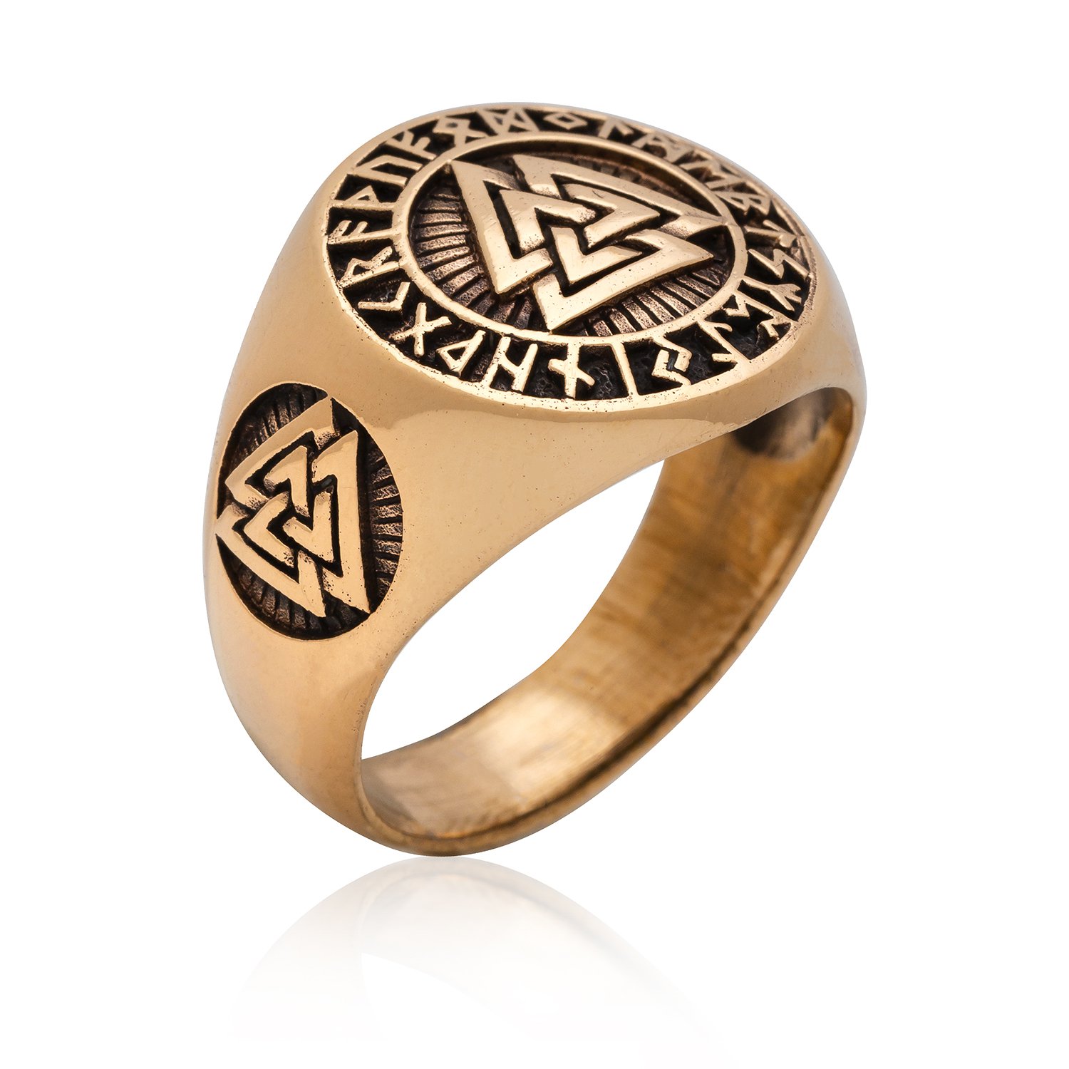 Bronze Valknut Icelandic Scandinavian Odin Viking Norse Runes Runic Ring