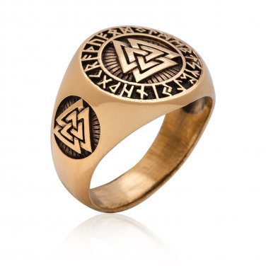 Bronze Valknut Icelandic Scandinavian Odin Viking Norse Runes Runic Ring
