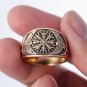 Bronze Viking Raven Helm of Awe Norse Aegishjalmur Knotwork Ring