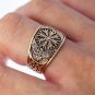 Bronze Viking Raven Helm of Awe Norse Aegishjalmur Knotwork Ring