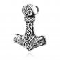 925 Sterling Silver Viking Knotwork Mjolnir Legendary Amulet with Jormungand Motif