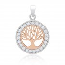 925 Sterling Silver with Rose Gold Plated Viking Yggdrasil Tree of Life and Cubic Zirconia Charm