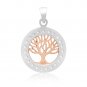 925 Sterling Silver with Rose Gold Plated Viking Yggdrasil Tree of Life and Cubic Zirconia Charm