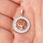 925 Sterling Silver with Rose Gold Plated Viking Yggdrasil Tree of Life and Cubic Zirconia Charm