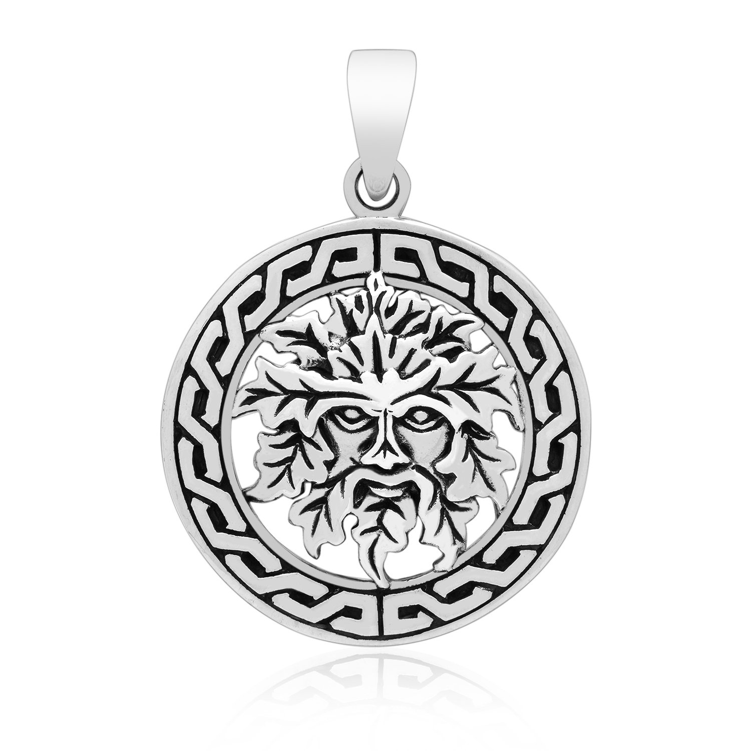 925 Sterling Silver Green Man Forest Greenman Celtic Motif Pagan Wicca Jewelry Pendant