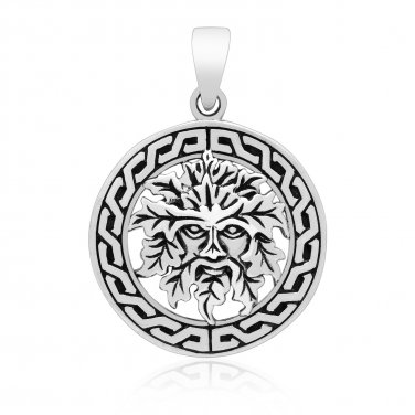 925 Sterling Silver Green Man Forest Greenman Celtic Motif Pagan Wicca Jewelry Pendant