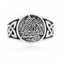 925 Sterling Silver Viking Knotwork Valknut Solid Band Ring