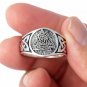 925 Sterling Silver Viking Knotwork Valknut Solid Band Ring