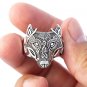 925 Sterling Silver Viking Wolf Fenrir Head Norse Celtic Triquetra Ring