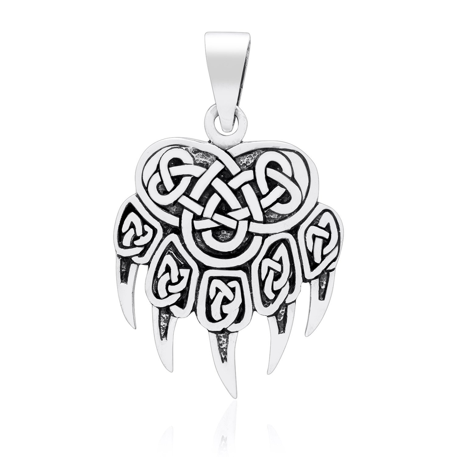 925 Sterling Silver Viking Print Bear Paw Claw Warding Veles Amulet Pendant