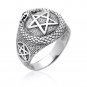 925 Sterling Silver Ouroboros Snake Serpent Eating Tail Pentagram Masonic Ring