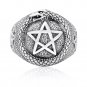 925 Sterling Silver Ouroboros Snake Serpent Eating Tail Pentagram Masonic Ring