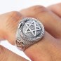 925 Sterling Silver Ouroboros Snake Serpent Eating Tail Pentagram Masonic Ring