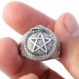 925 Sterling Silver Ouroboros Snake Serpent Eating Tail Pentagram Masonic Ring