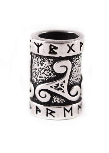 925 Sterling Silver Viking Beard Hair Bead Dreadlocks With Runes And Celtic Triskelion