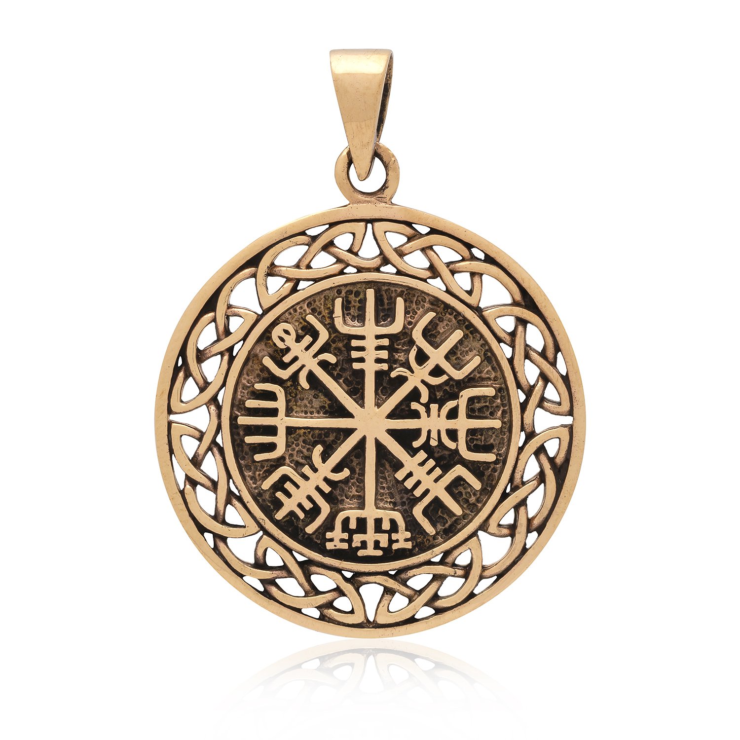 Handcrafted Bronze Vegvisir Viking Compass Celtic Infinity Knots Amulet Pendant