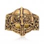 Handcrafted Bronze Viking Gjermundbu Helmet with Jormungand Dragon Ring