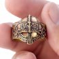 Handcrafted Bronze Viking Gjermundbu Helmet with Jormungand Dragon Ring