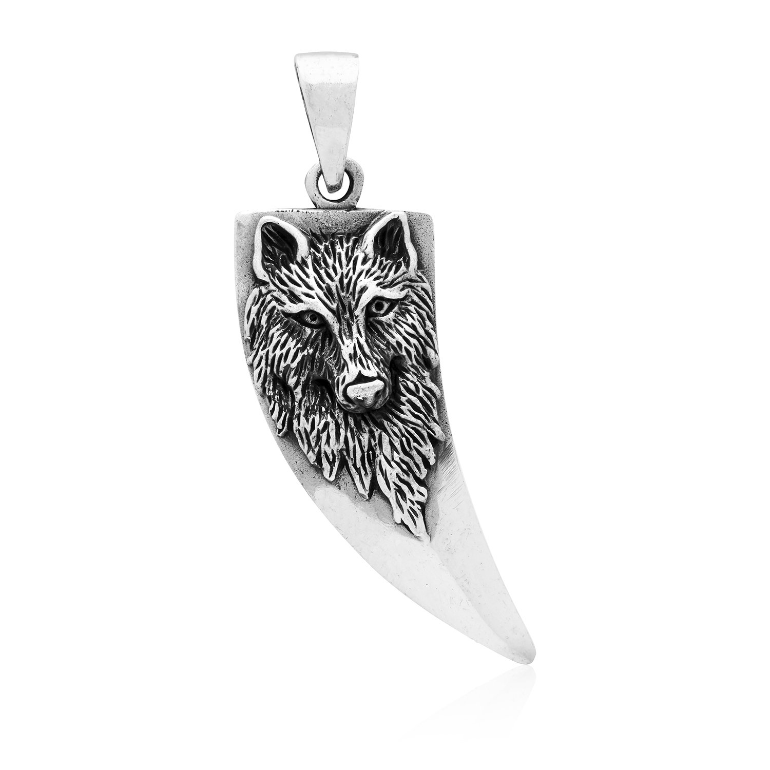 925 Sterling Silver Viking Wolf Tooth Protection Amulet Pendant