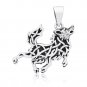 925 Sterling Silver Viking Wolf Fenrir with Pagan Knotwork Amulet Pendant