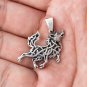 925 Sterling Silver Viking Wolf Fenrir with Pagan Knotwork Amulet Pendant