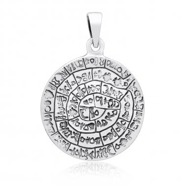 925 Sterling Silver Phaistos Disk Ancient Greece Minoan Period Crete Pendant