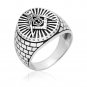 925 Sterling Silver Freemason Masonic Mason Freemasonry Compass Signet Ring