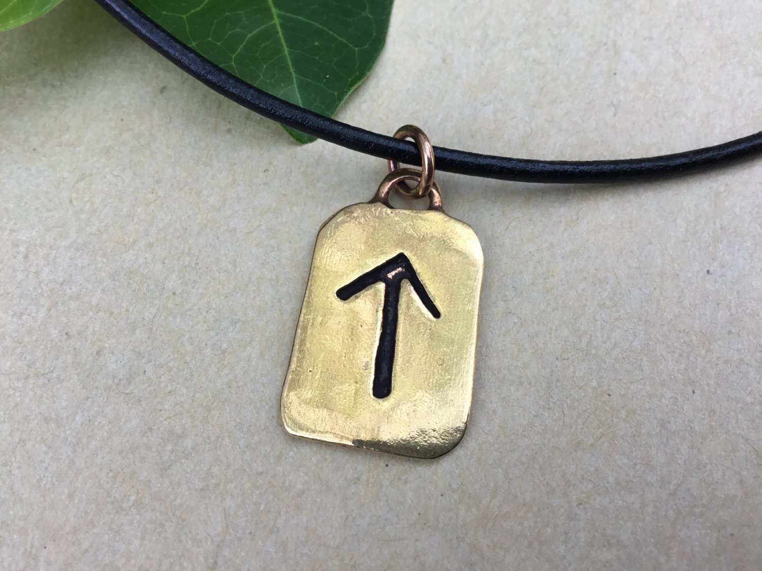 Handcrafted Bronze Viking Runic Tiwaz Teiwaz God Tyr Futhark Letter Antique Finish Pendant