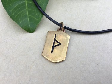 Handcrafted Bronze Viking Runic Thurs Thurisaz Futhark Letter Antique Finish Pendant