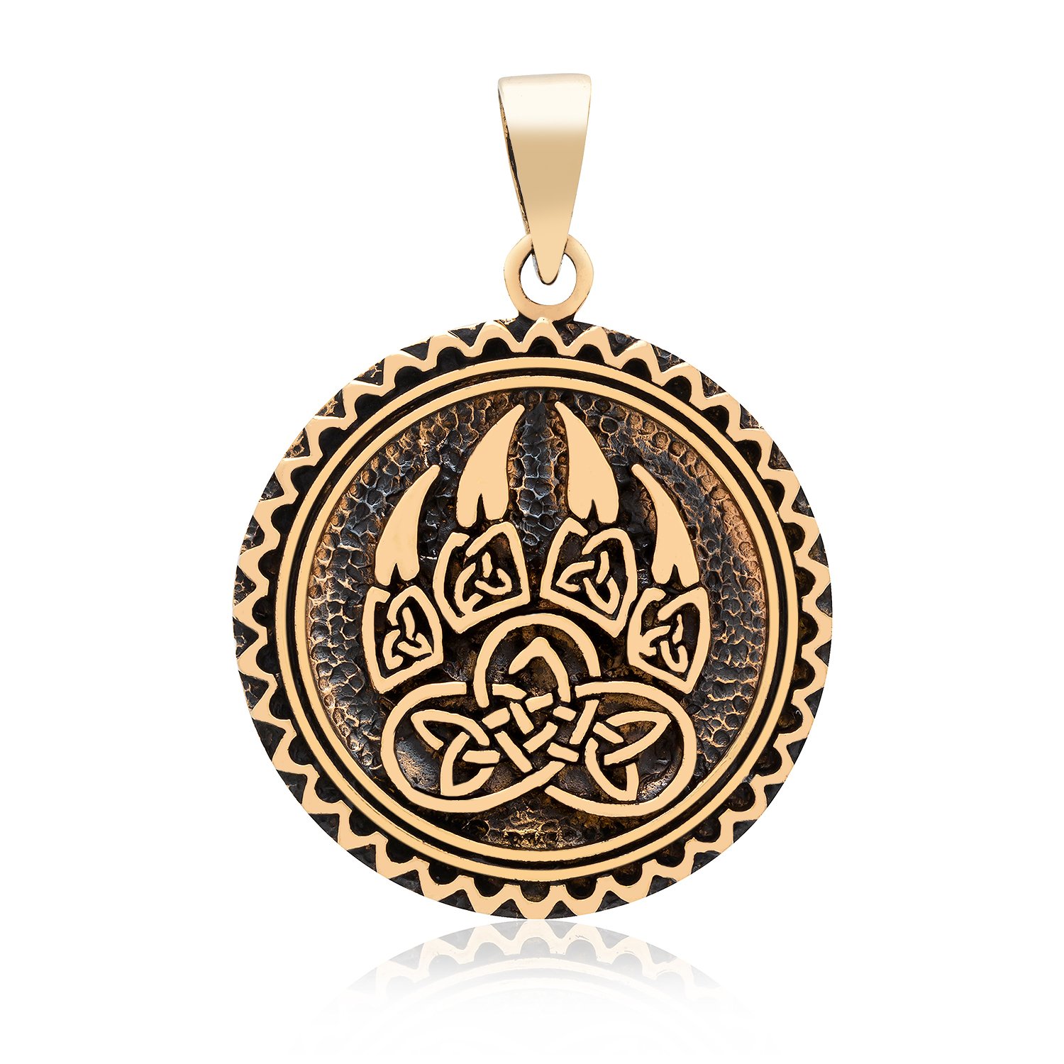 Handcrafted Bronze Viking Print Bear Paw Claw Slavic Warding Veles Pendant