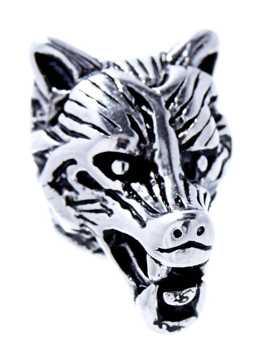 925 Sterling Silver Norse Viking Wolf Fenrir Head Beard Hair Bead Pagan Dreadlocks