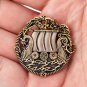 Handcrafted Bronze Viking Ship Drakkar Shirt Lapel Nordic Amulet Brooch Pin Jewelry Badge