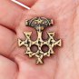 Handcrafted Bronze Viking Hiddensee Cross Thor Hammer Antique Finish Germanic Pendant