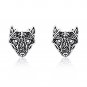 925 Sterling Silver Viking Wolf Fenrir Head Norse Stud Earrings Set