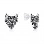 925 Sterling Silver Viking Wolf Fenrir Head Norse Stud Earrings Set