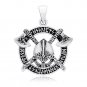 925 Sterling Silver Viking Helmet and Axes Pendant with Norse Runes