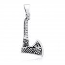 925 Sterling Silver Viking Axe Valknut Knotwork Double Sided Amulet Pendant