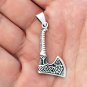 925 Sterling Silver Viking Axe Valknut Knotwork Double Sided Amulet Pendant