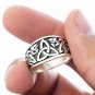 925 Sterling Silver Celtic Triquetra Viking Jormungand Pagan Band Ring