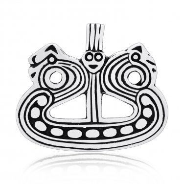 925 Sterling Silver Viking Longship Drakkar Ship Longboat Norse Charm Pendant