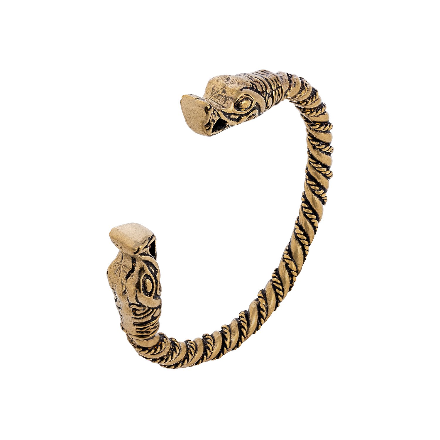 Bronze Viking Wolf Jormungand Norse Spiral Twisted Bangle Bracelet