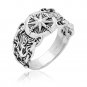 925 Sterling Silver Anchor Nautical Compass Sailor Signet Ring with Chains