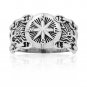 925 Sterling Silver Anchor Nautical Compass Sailor Signet Ring with Chains