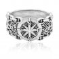 925 Sterling Silver Anchor Nautical Compass Sailor Signet Ring with Chains