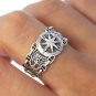 925 Sterling Silver Anchor Nautical Compass Sailor Signet Ring with Chains