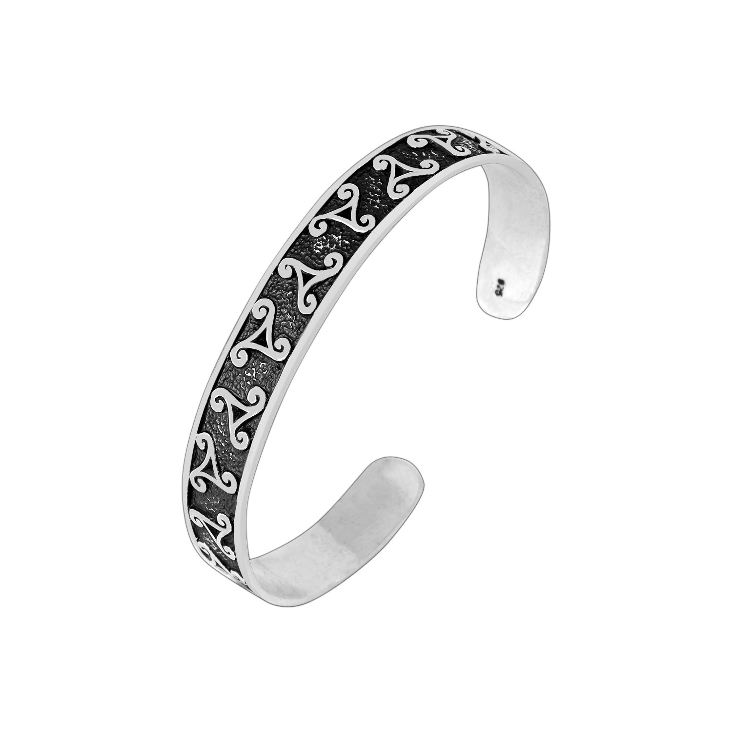 925 Sterling Silver Celtic Irish Triskelion Triskele Knot Viking Bangle Bracelet