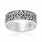 925 Sterling Silver Celtic Irish Triquetra Knot Band Ring