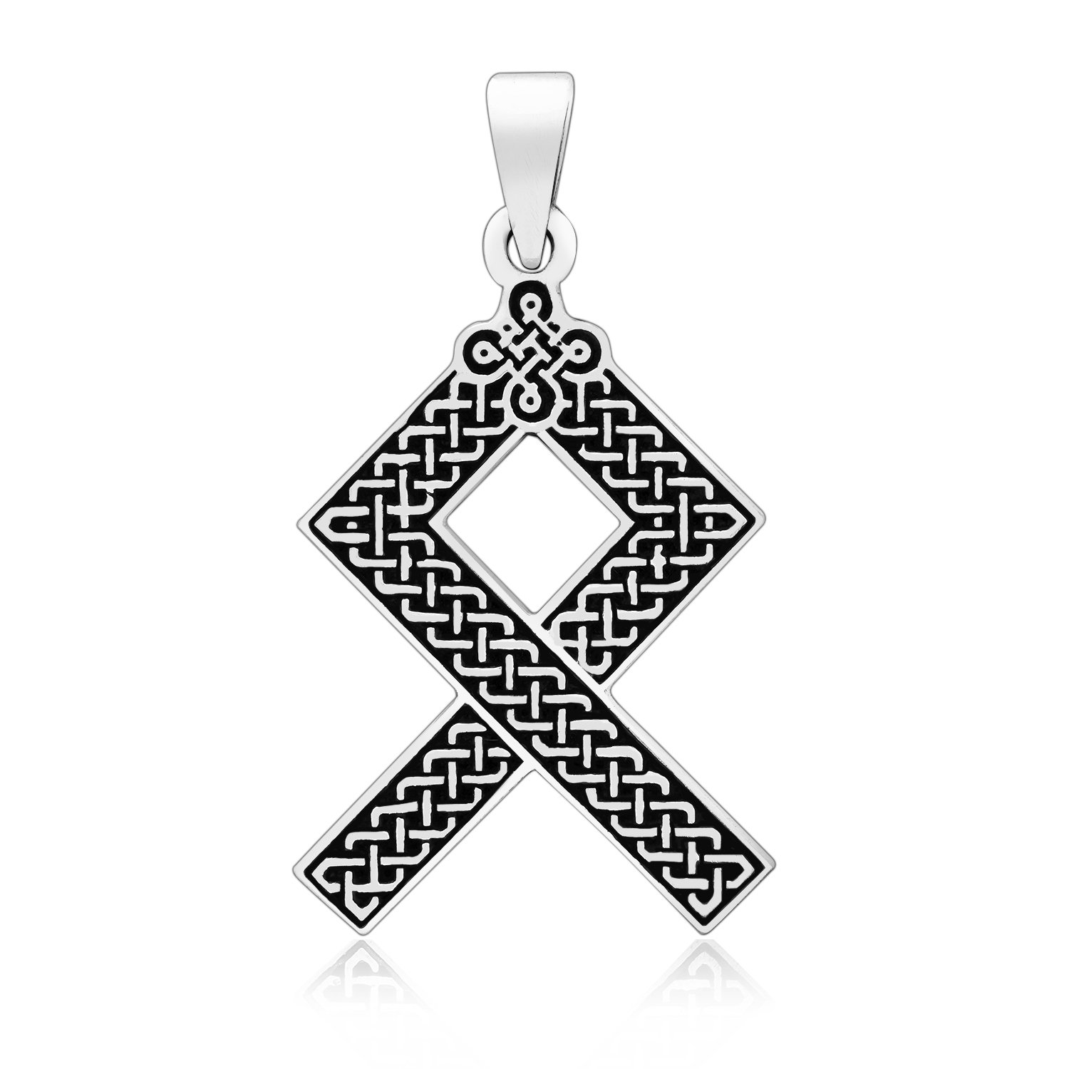 925 Sterling Silver Viking Othala Odal Rune Futhark Pagan Knotwork Pendant