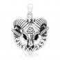925 Sterling Silver Viking Ram Goat Skull Head Valknut Runes Pendant